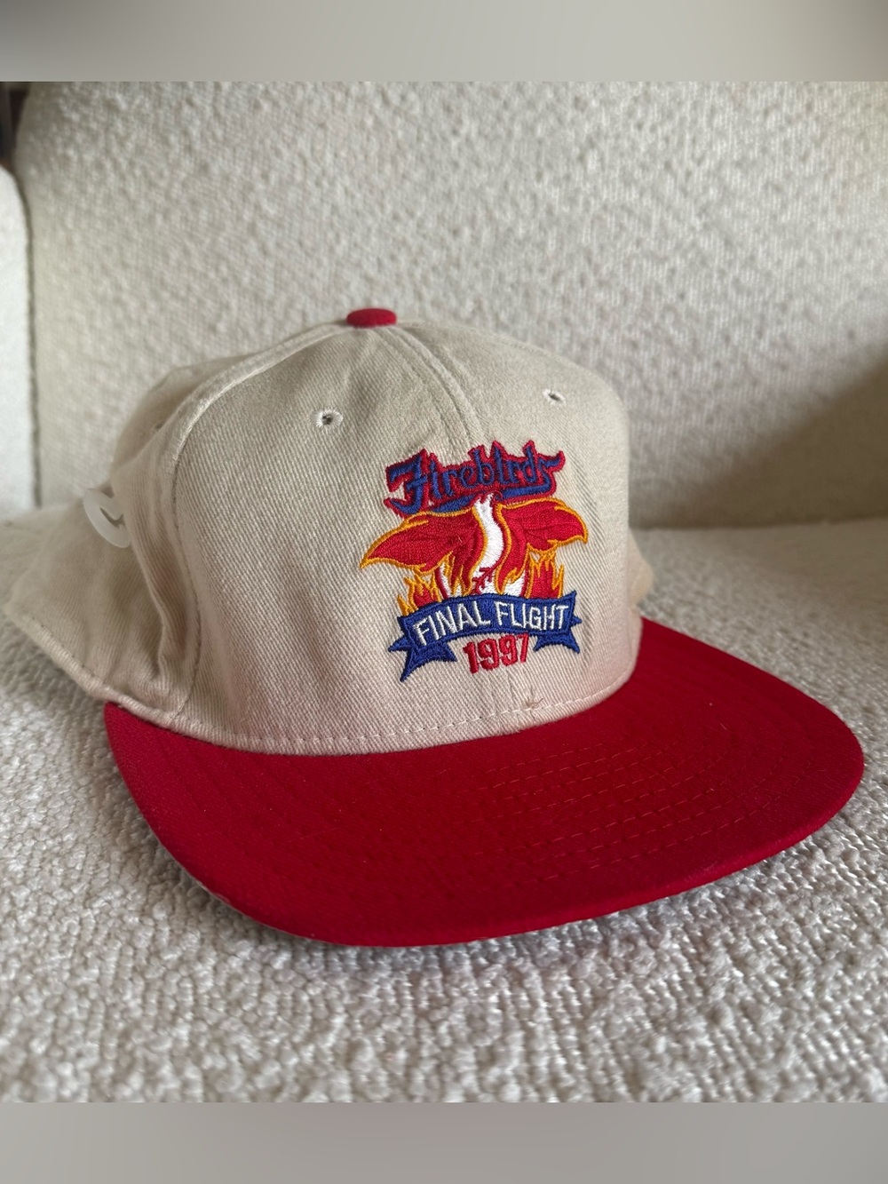 Vintage 1997 Firebirds Final Flight Snapback Hat Cap Red Cream Phoenix USA Rare
